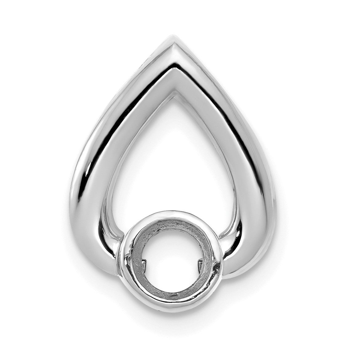 14k White Gold Holds 4.4mm Stone Teardrop Chain Slide Mounting