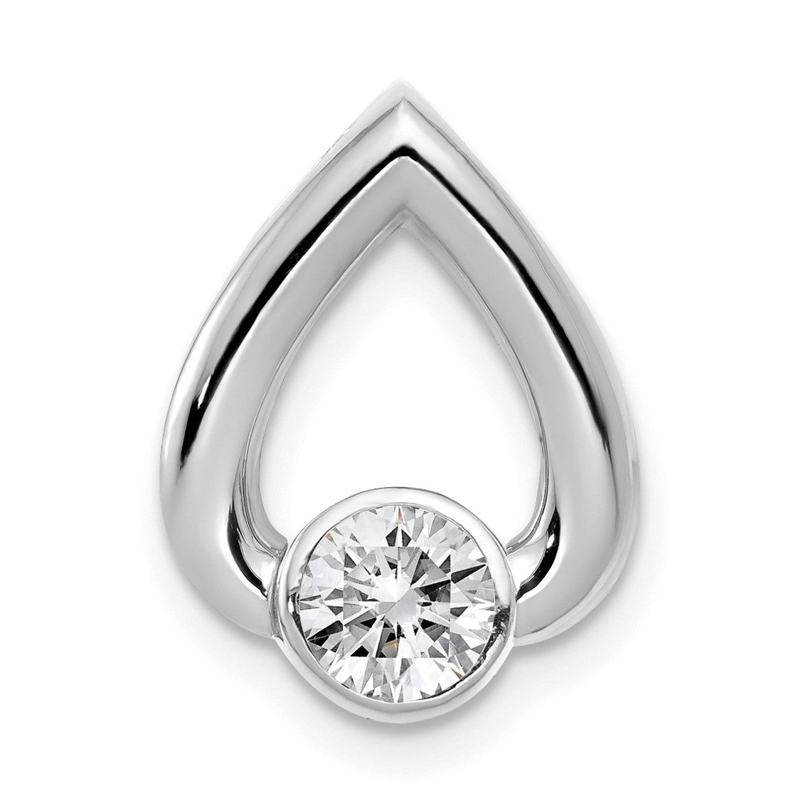 14k White Gold Holds 4.4mm Stone Teardrop Chain Slide Mounting