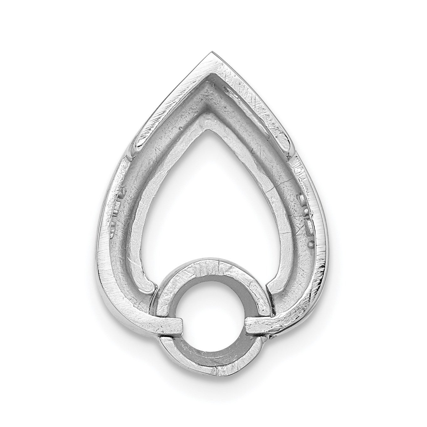 14k White Gold Holds 5mm Stone Teardrop Chain Slide Mounting