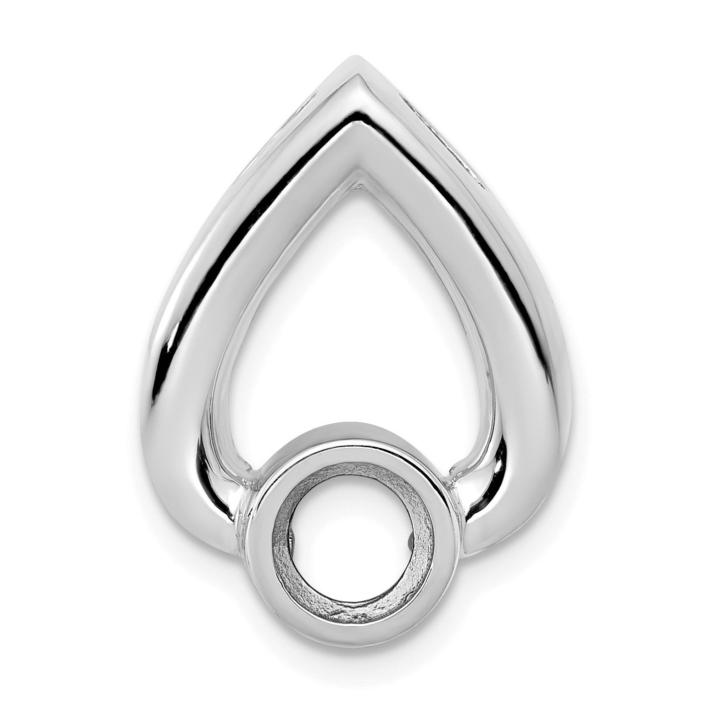 14k White Gold Holds 5mm Stone Teardrop Chain Slide Mounting