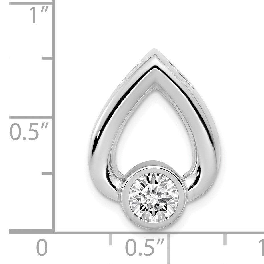 14k White Gold Holds 5mm Stone Teardrop Chain Slide Mounting
