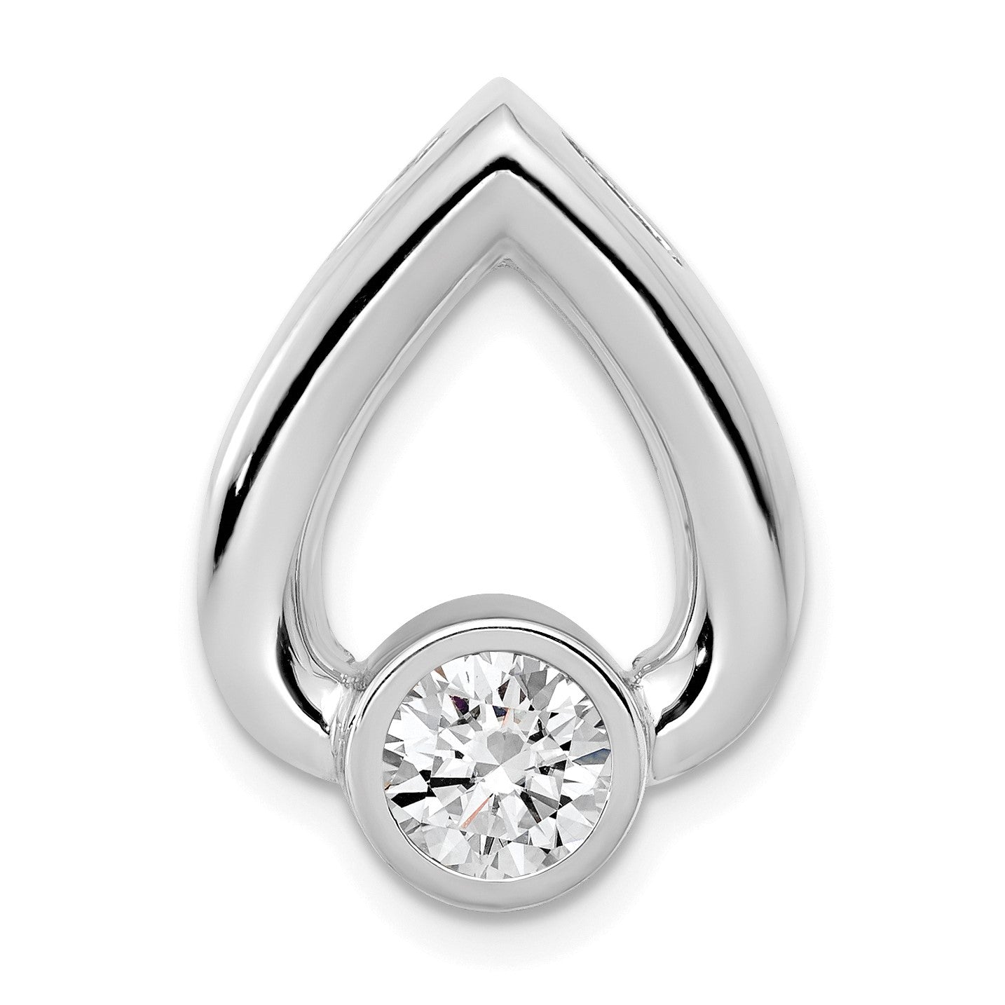 14k White Gold Holds 5mm Stone Teardrop Chain Slide Mounting