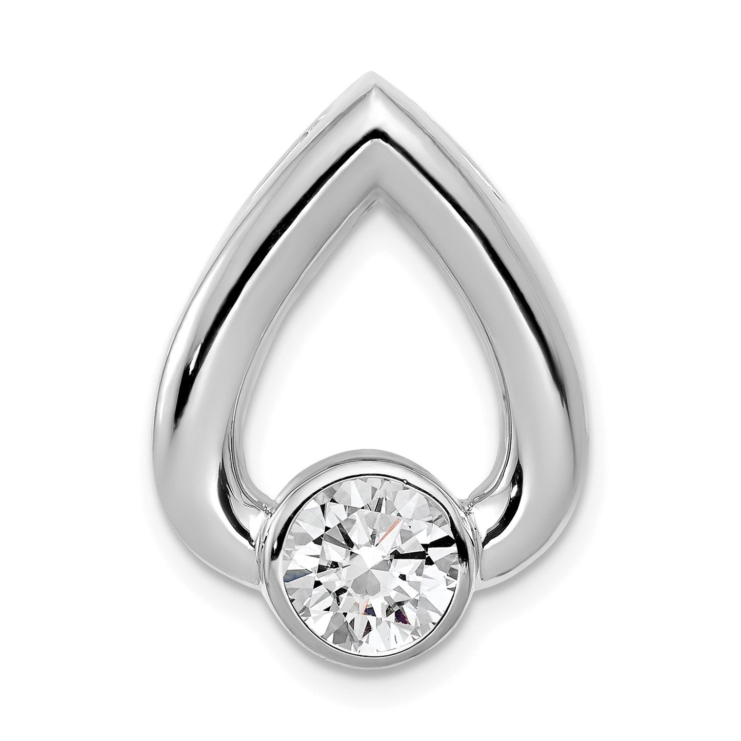 14k White Gold Holds 5.8mm Stone Teardrop Chain Slide Mounting