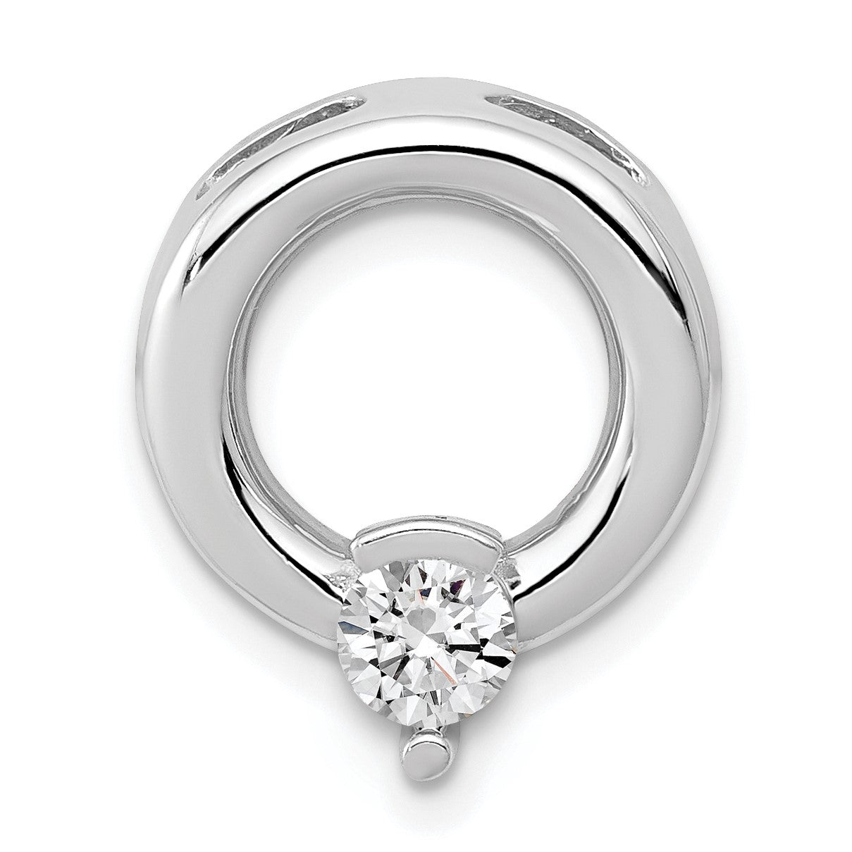 14k White Gold Holds 4mm Stone Circle Chain Slide Mounting