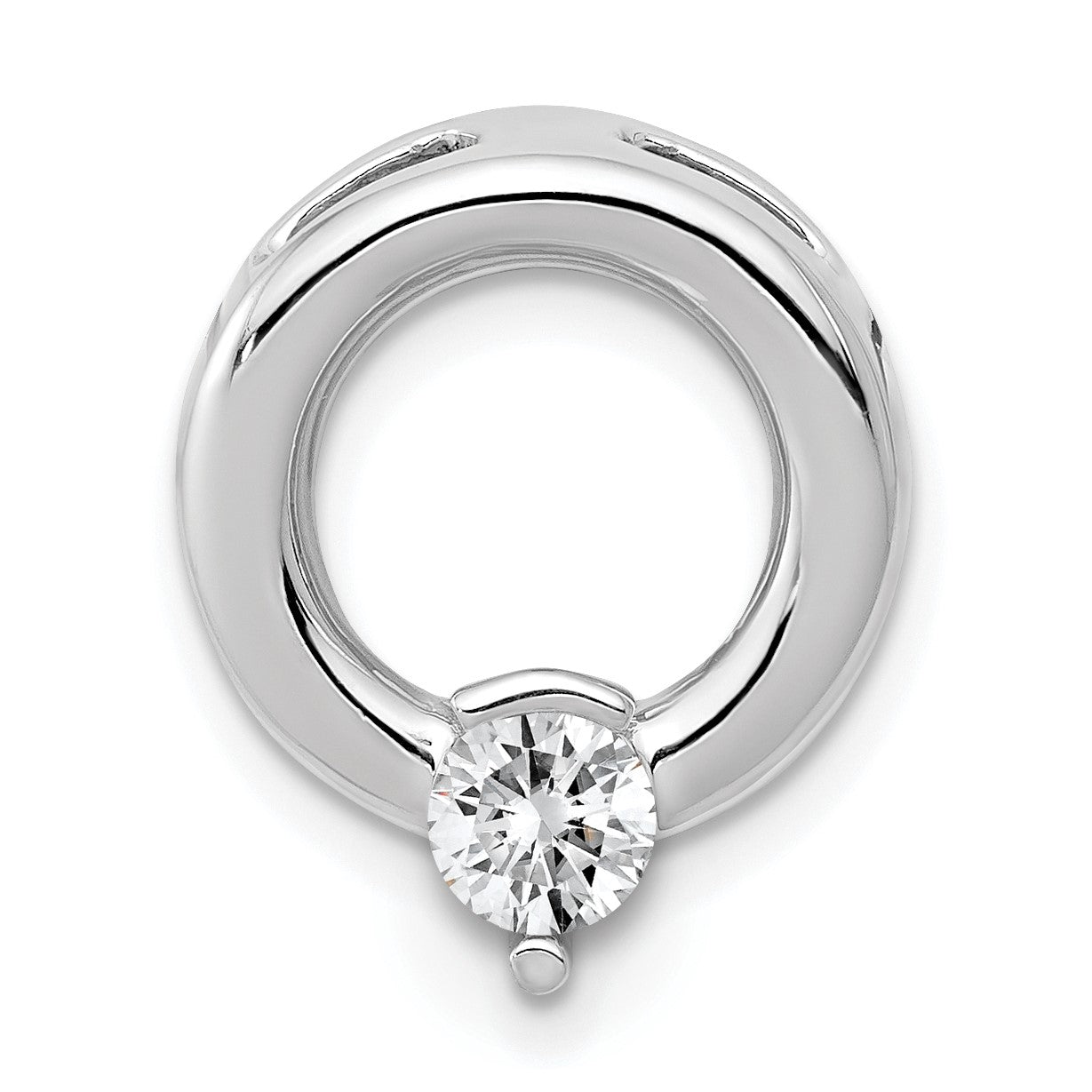 14k White Gold Holds 4.4mm Stone Circle Chain Slide Mounting