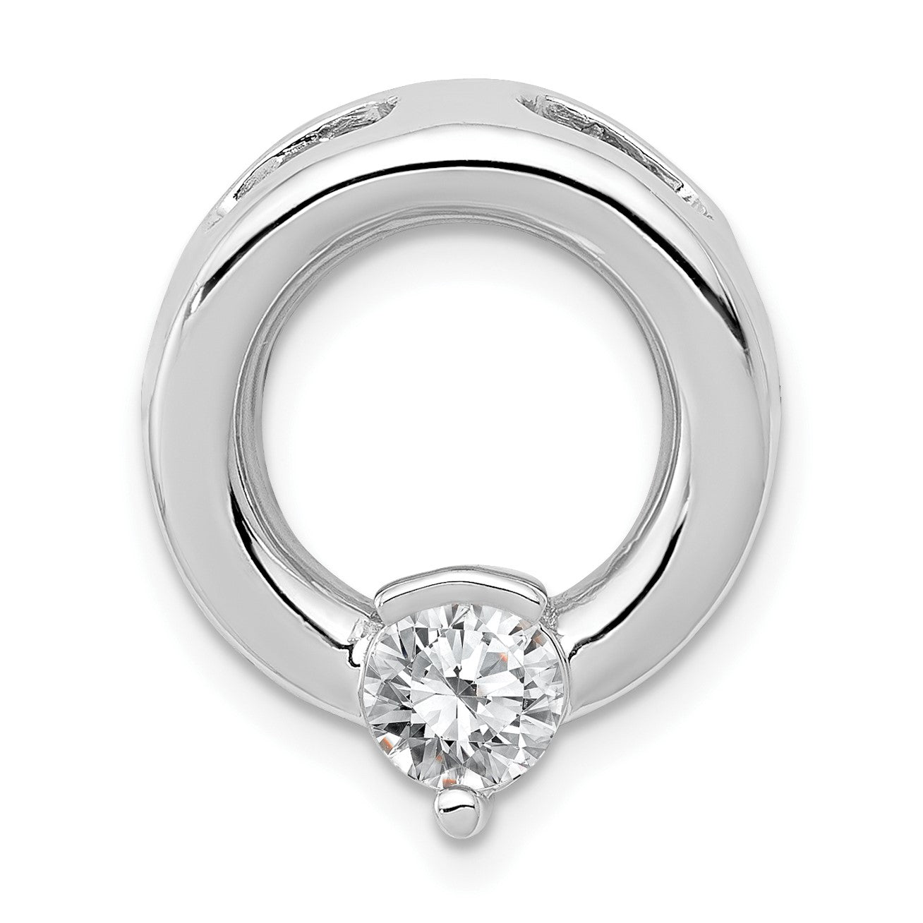 14k White Gold Holds 5mm Stone Circle Chain Slide Mounting