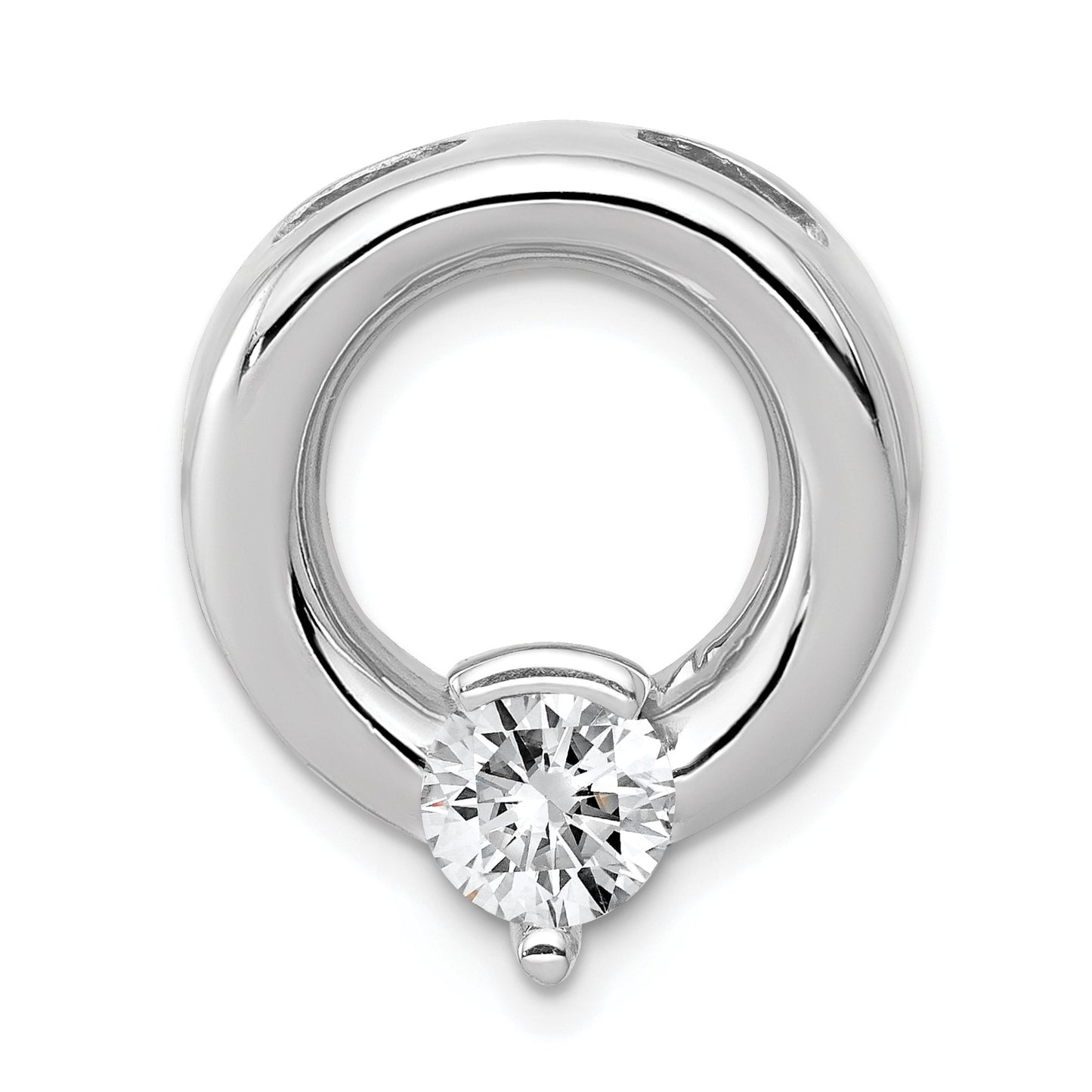 14k White Gold Holds 6.5mm Stone Circle Chain Slide Mounting
