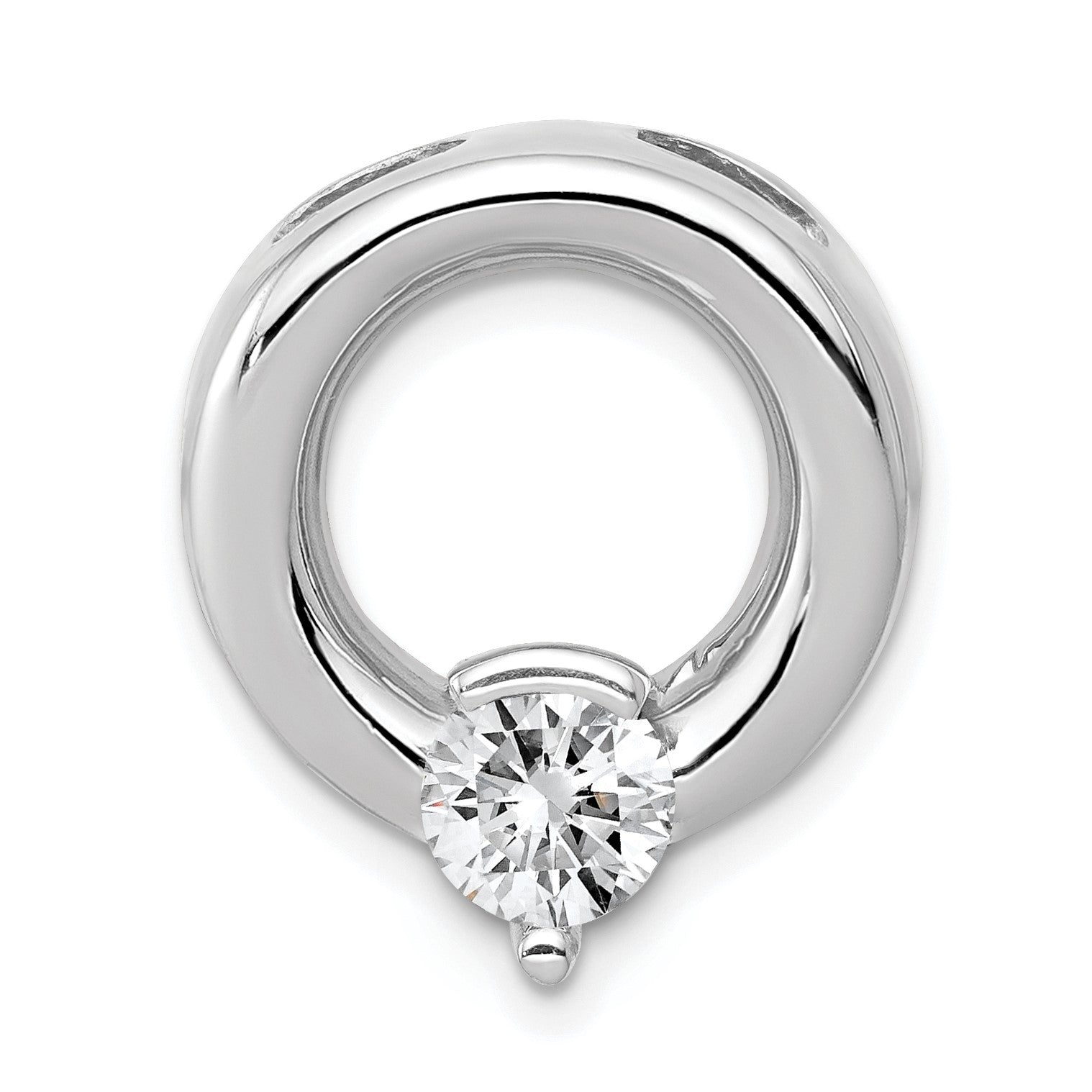 14k White Gold Holds 6.5mm Stone Circle Chain Slide Mounting