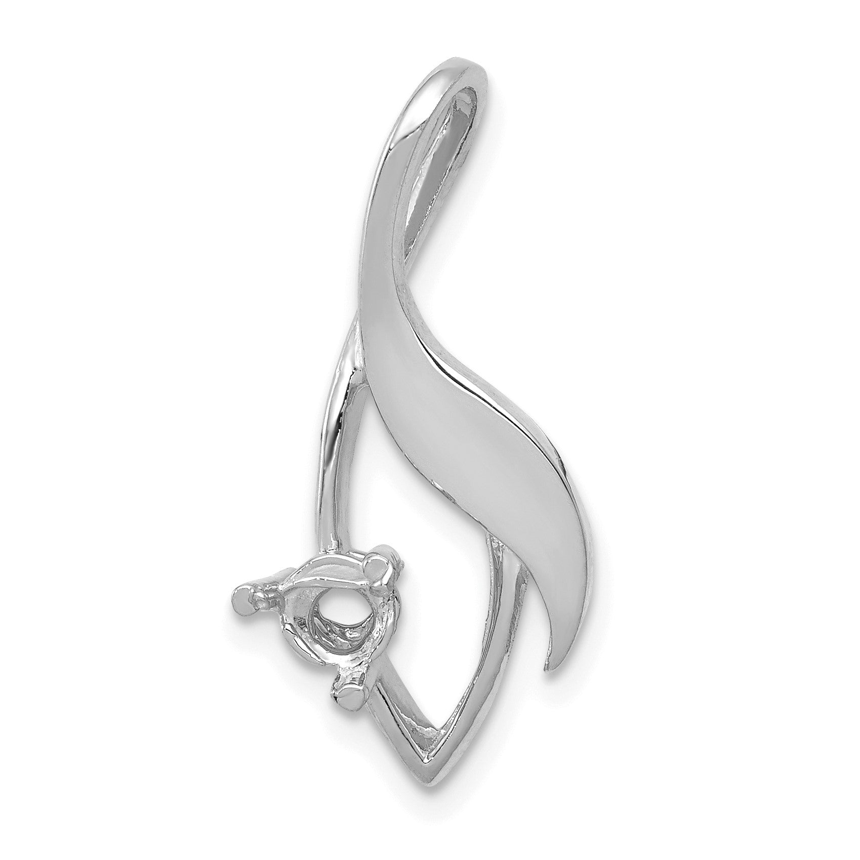 14k White Gold Holds 4mm Stone Fancy Slide Mounting Fits up to 2mm Regular/6mm Fancy or Reversible Omega