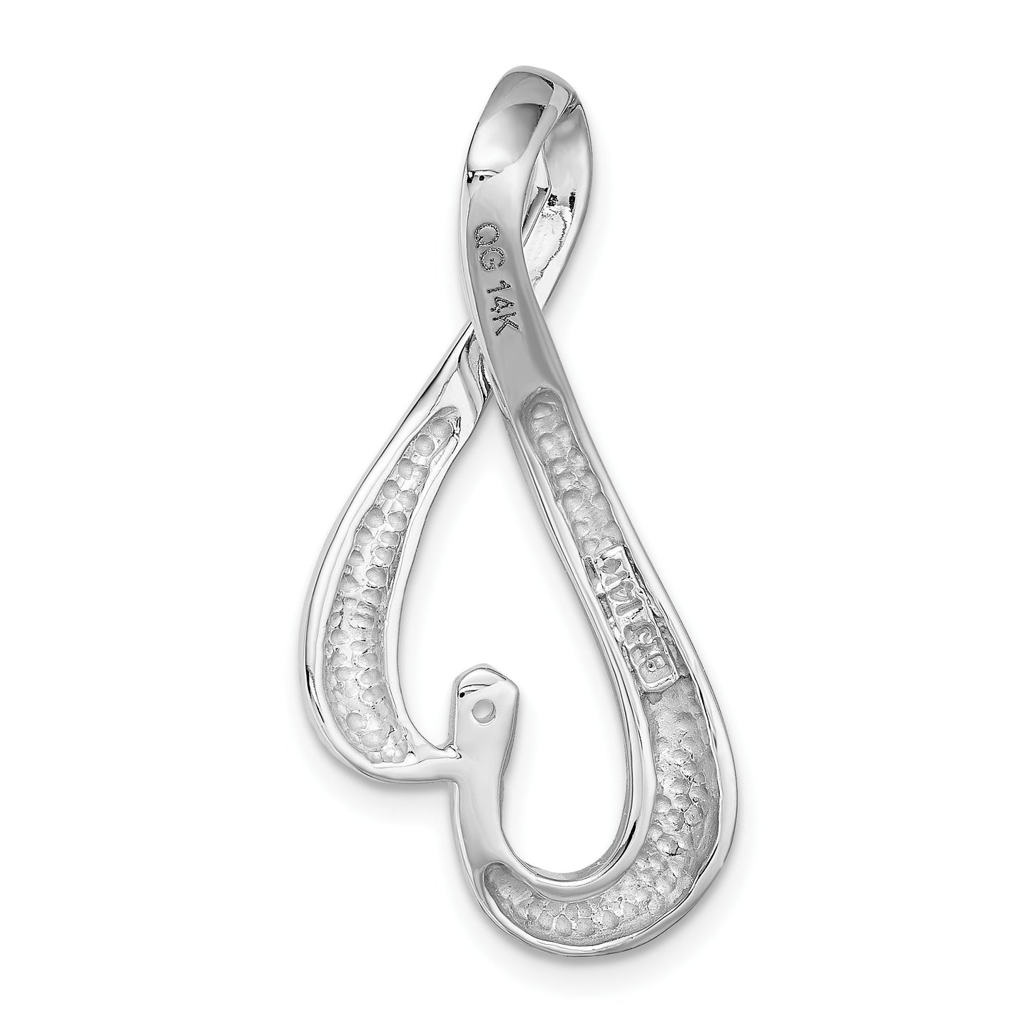 14k White Gold Fancy Peg-Set Diamond Slide Mounting Fits up to 6mm Regular/Fancy/Reversible Omega