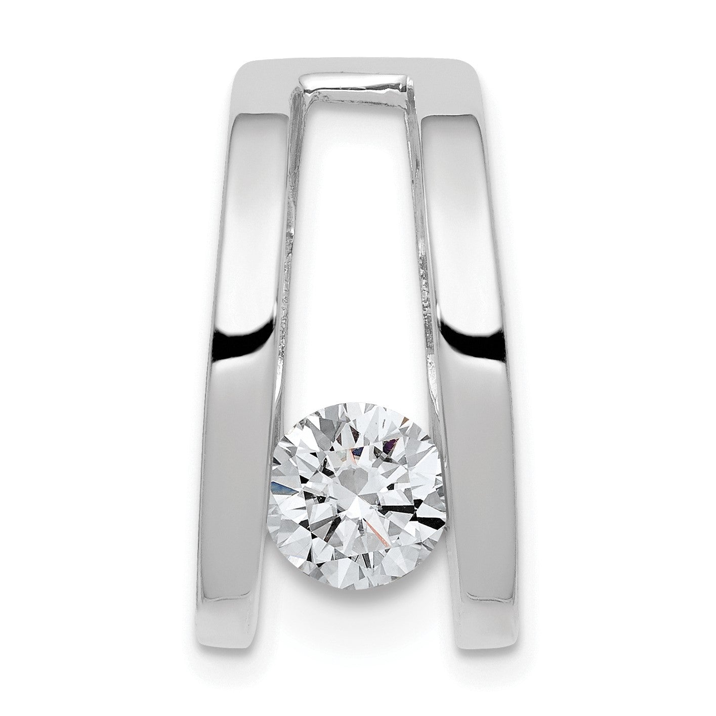 14k White Gold Holds 6mm Stone Slide Mounting Fits up to 6mm Regular/8mm Fancy or Reversible Omega