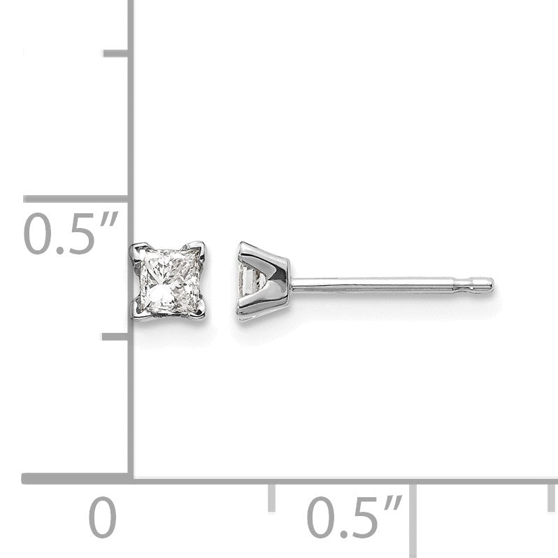 14k White Gold AA Quality Complete Princess Cut Diamond Earrings