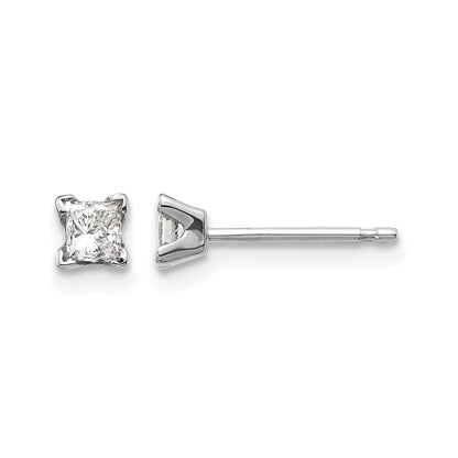 14k White Gold AA Quality Complete Princess Cut Diamond Earrings