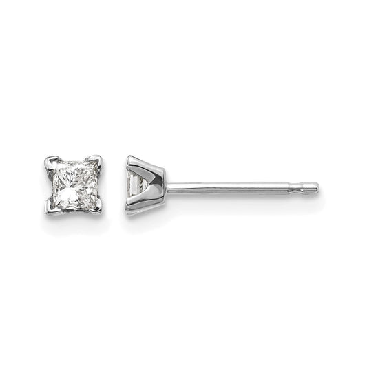 14k White Gold AA Quality Complete Princess Cut Diamond Earrings
