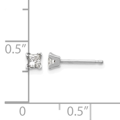 14k White Gold AA Quality Complete Princess Cut Diamond Earrings