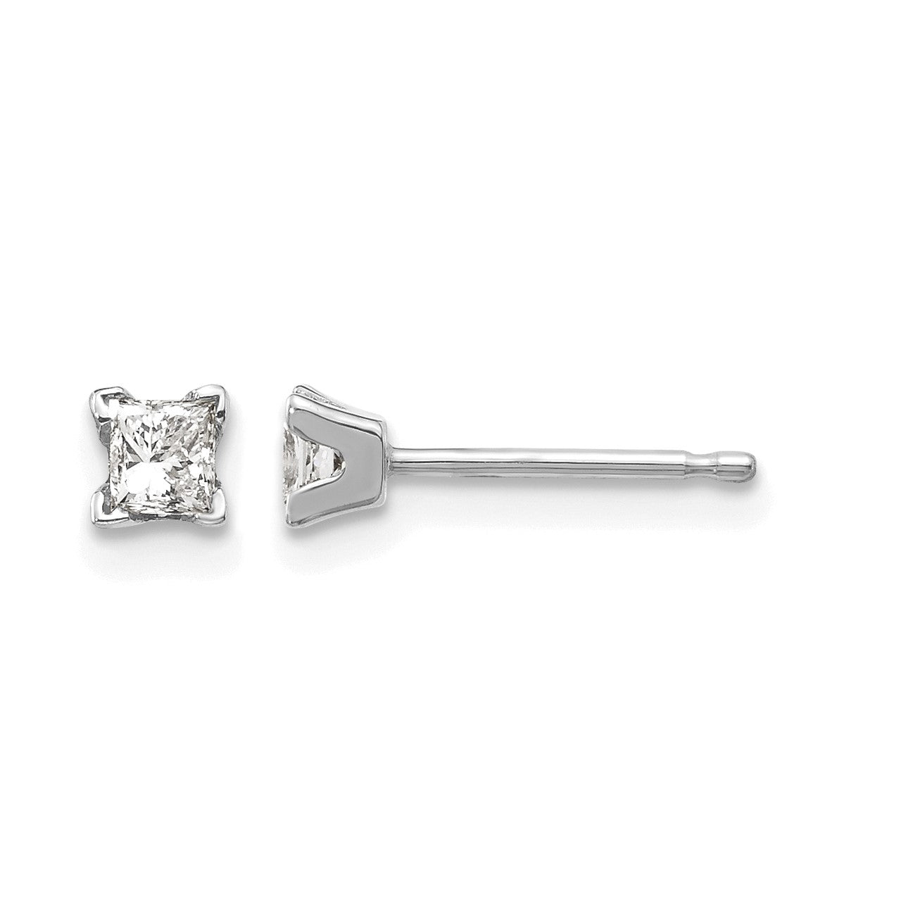 14k White Gold AA Quality Complete Princess Cut Diamond Earrings