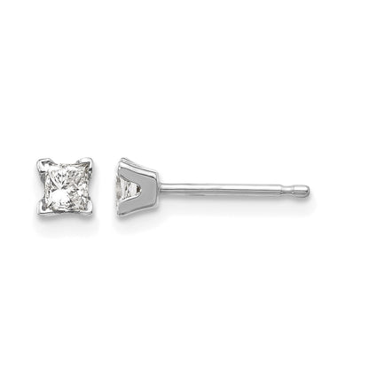 14k White Gold AA Quality Complete Princess Cut Diamond Earrings