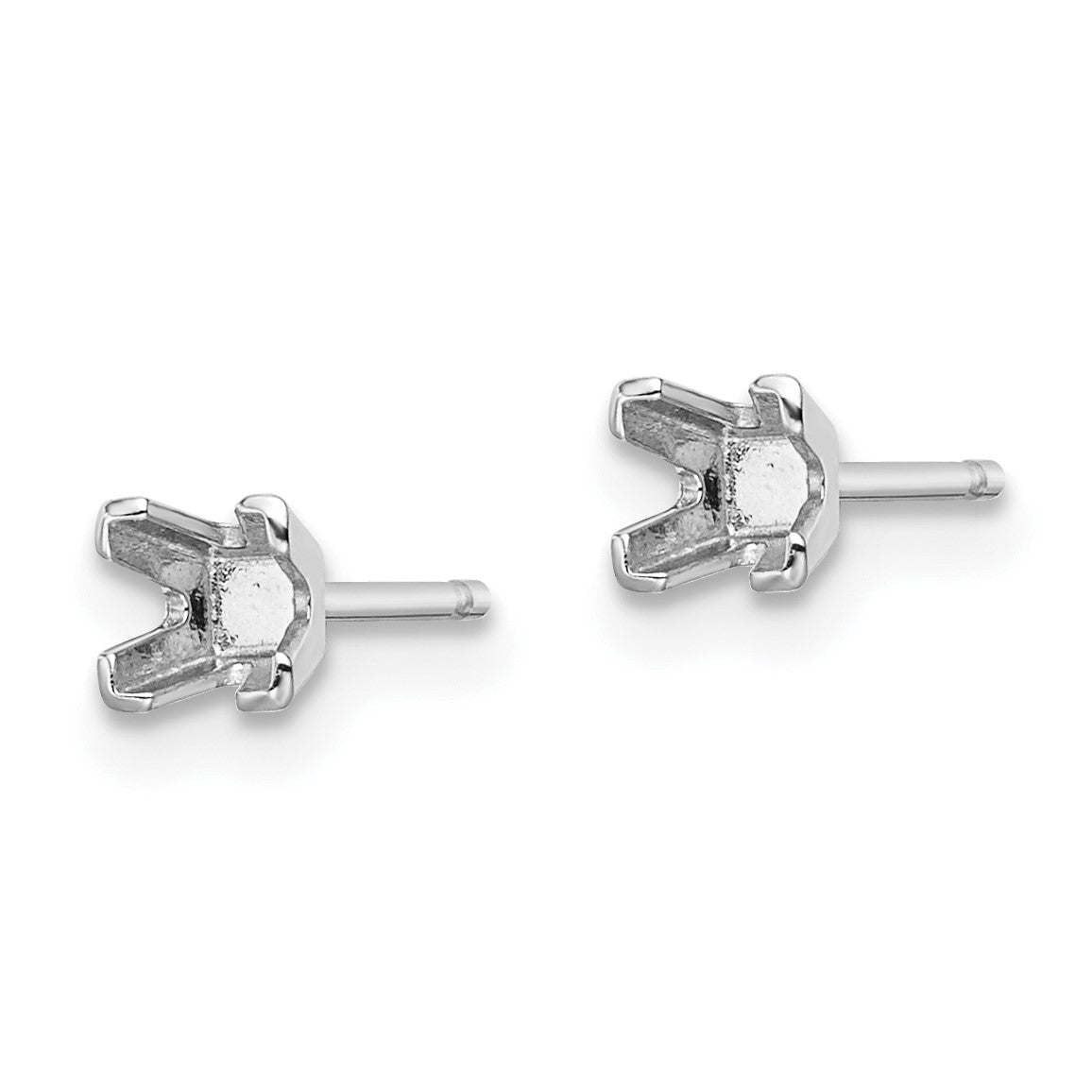 14k White Gold 3.25mm Princess Cut Stud Earring Mountings