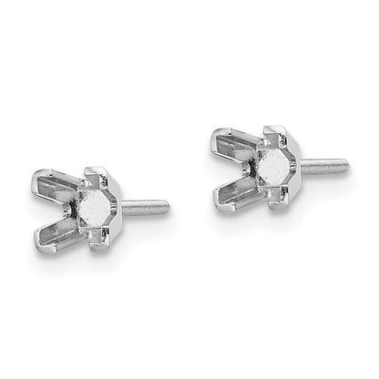 14k White Gold 3.5mm Princess Cut Stud Earring Mountings