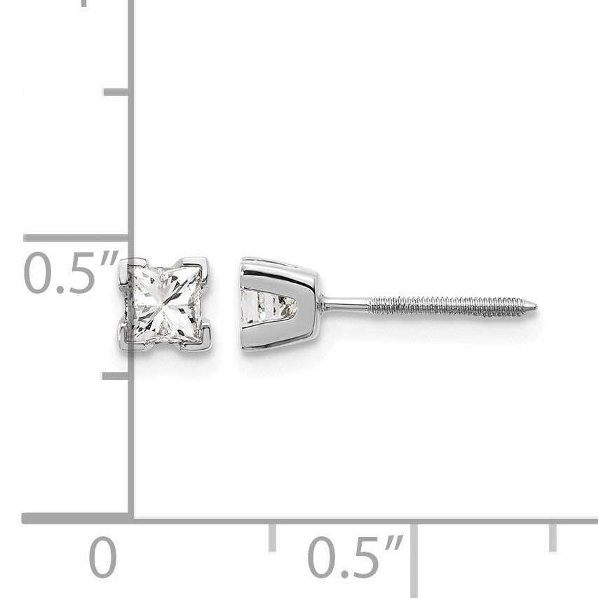 14k White Gold AA Quality Complete Princess Cut Diamond Earrings