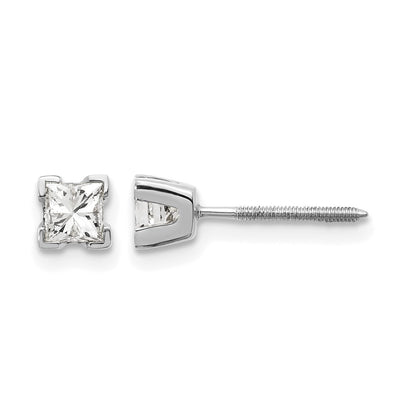 14k White Gold AA Quality Complete Princess Cut Diamond Earrings