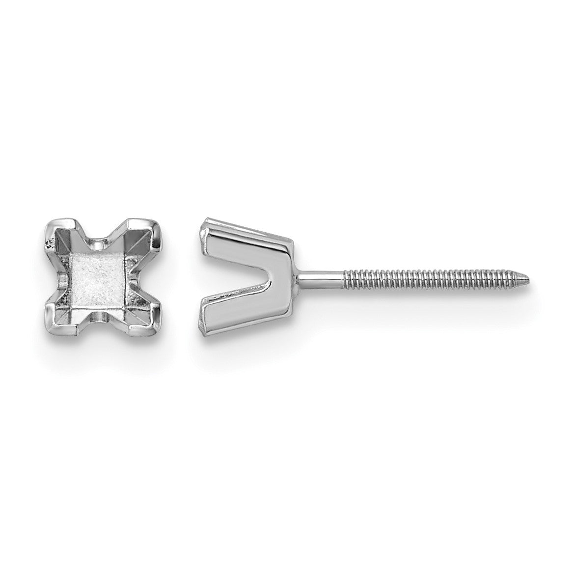 14k White Gold 3.5mm Princess Cut Stud Earring Mountings