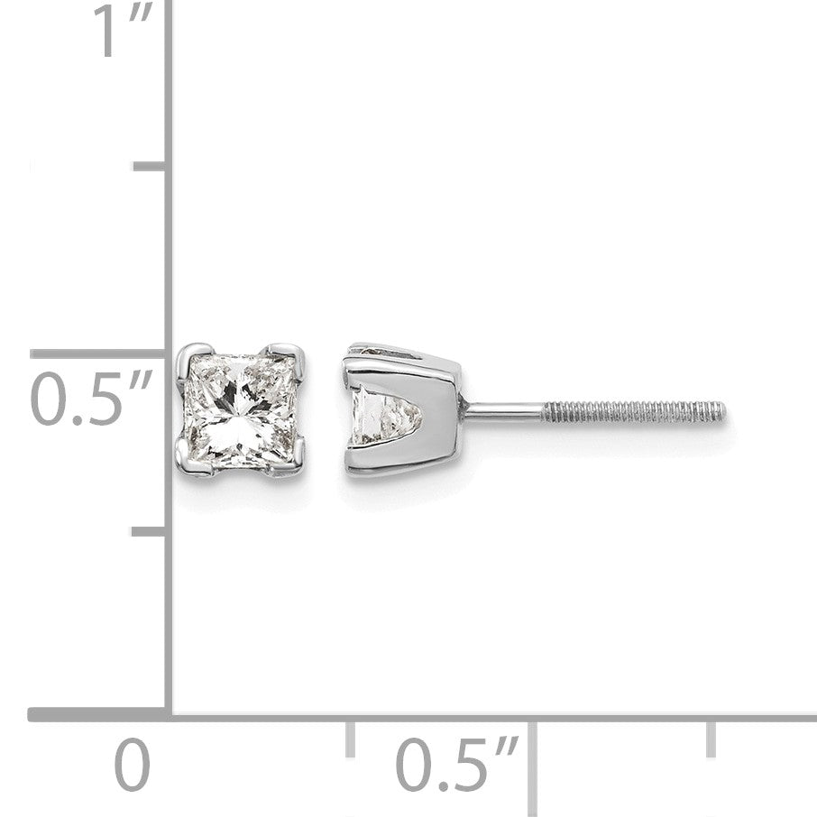 14k White Gold AAA Quality Complete Princess Cut Diamond Earring