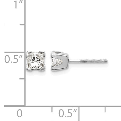 14k White Gold AA Quality Complete Princess Cut Diamond Earrings