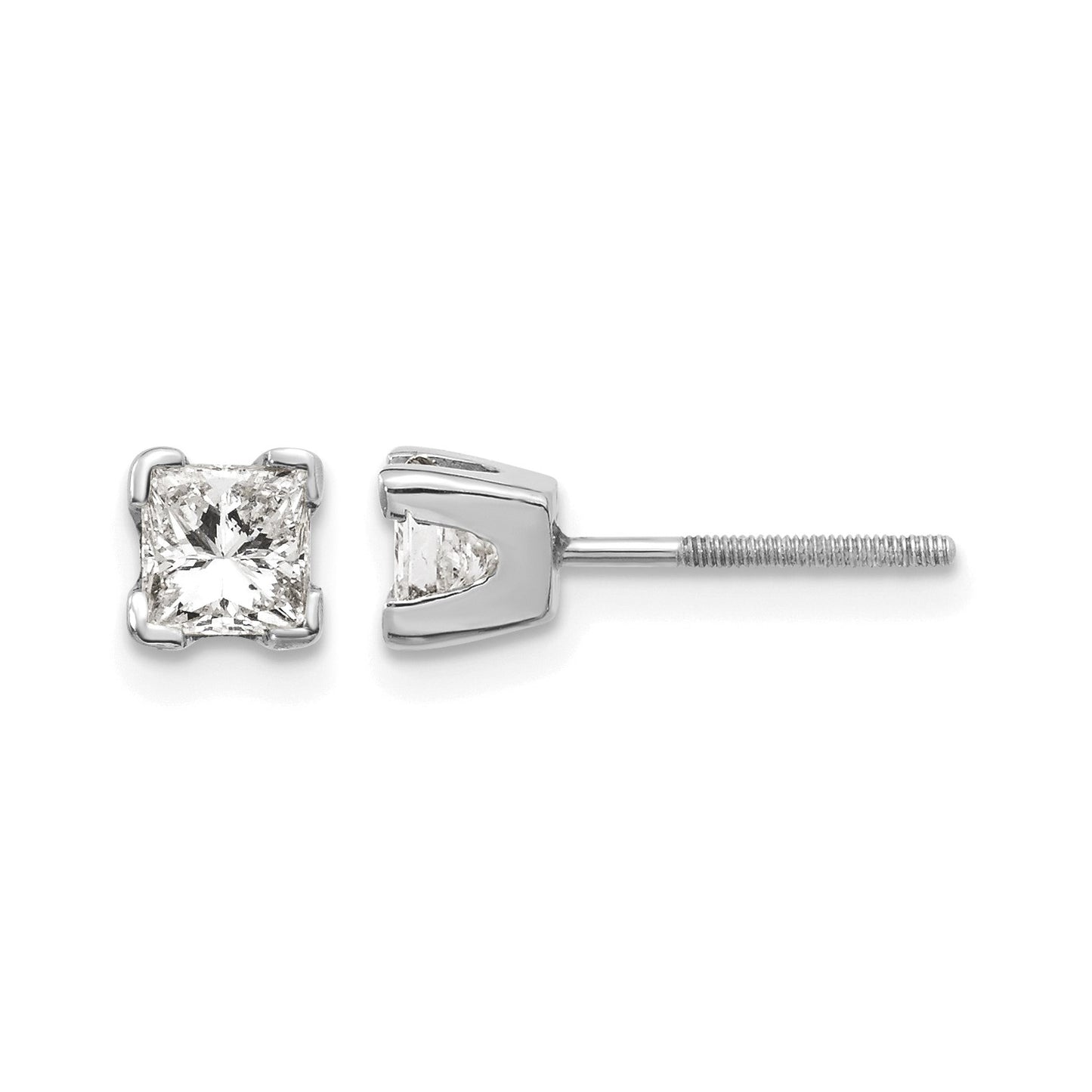 14k White Gold AAA Quality Complete Princess Cut Diamond Earring