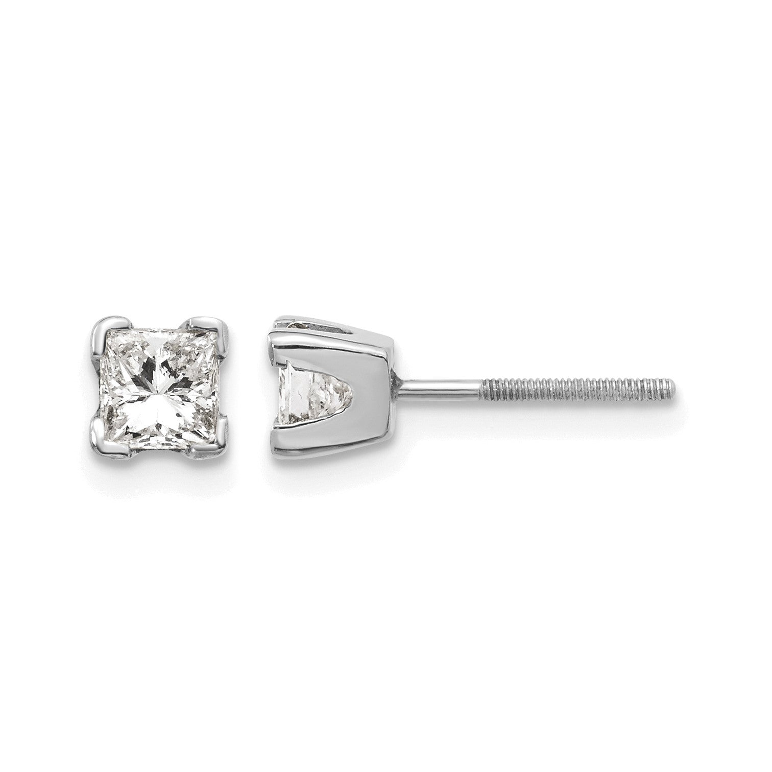 14k White Gold AAA Quality Complete Princess Cut Diamond Earring