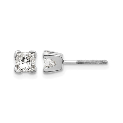 14k White Gold AAA Quality Complete Princess Cut Diamond Earring
