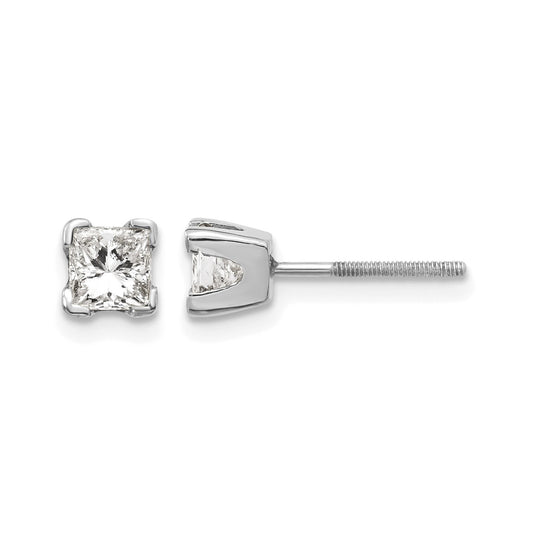 14k White Gold AAA Quality Complete Princess Cut Diamond Earring