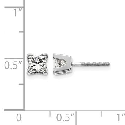 14k White Gold VS Quality Complete Princess Cut Diamond Earrings