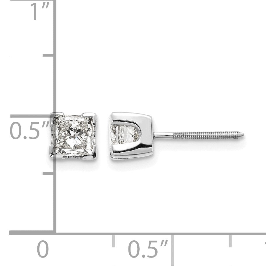 14k White Gold 4.5mm Princess Cut Stud Earring Mountings
