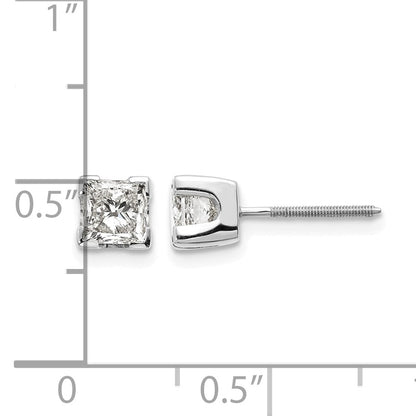 14k White Gold 4.5mm Princess Cut Stud Earring Mountings
