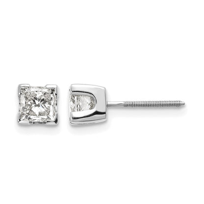 14k White Gold 4.5mm Princess Cut Stud Earring Mountings