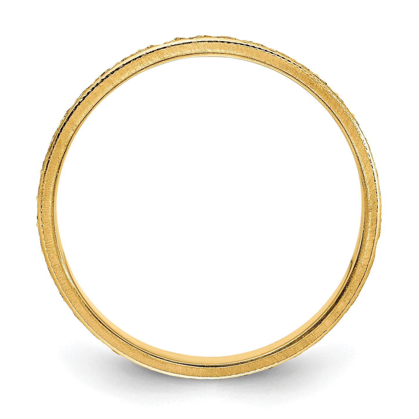 14k 3mm Design Etched Wedding Band Size 6