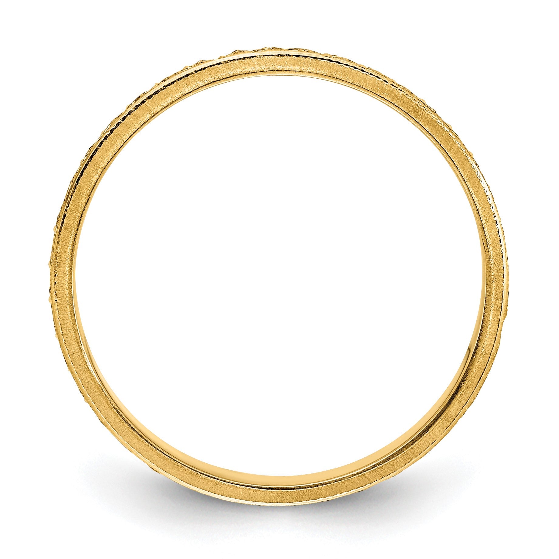 14k 3mm Design Etched Wedding Band Size 6.5