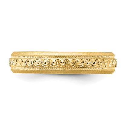14k 3mm Design Etched Wedding Band Size 6