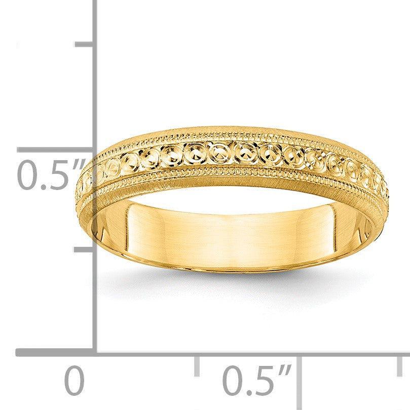 14k 3mm Design Etched Wedding Band Size 6.5