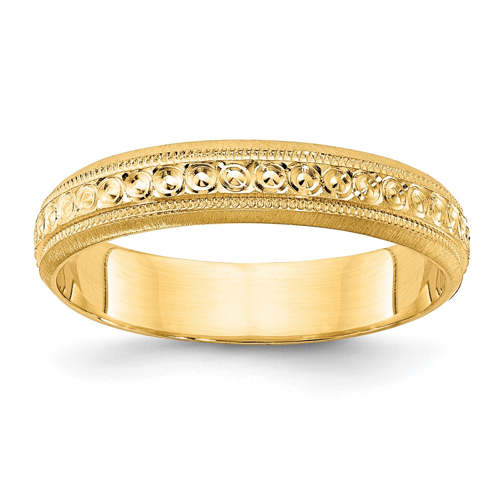 14k 3mm Design Etched Wedding Band Size 6