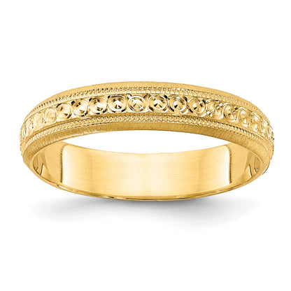 14k 3mm Design Etched Wedding Band Size 6
