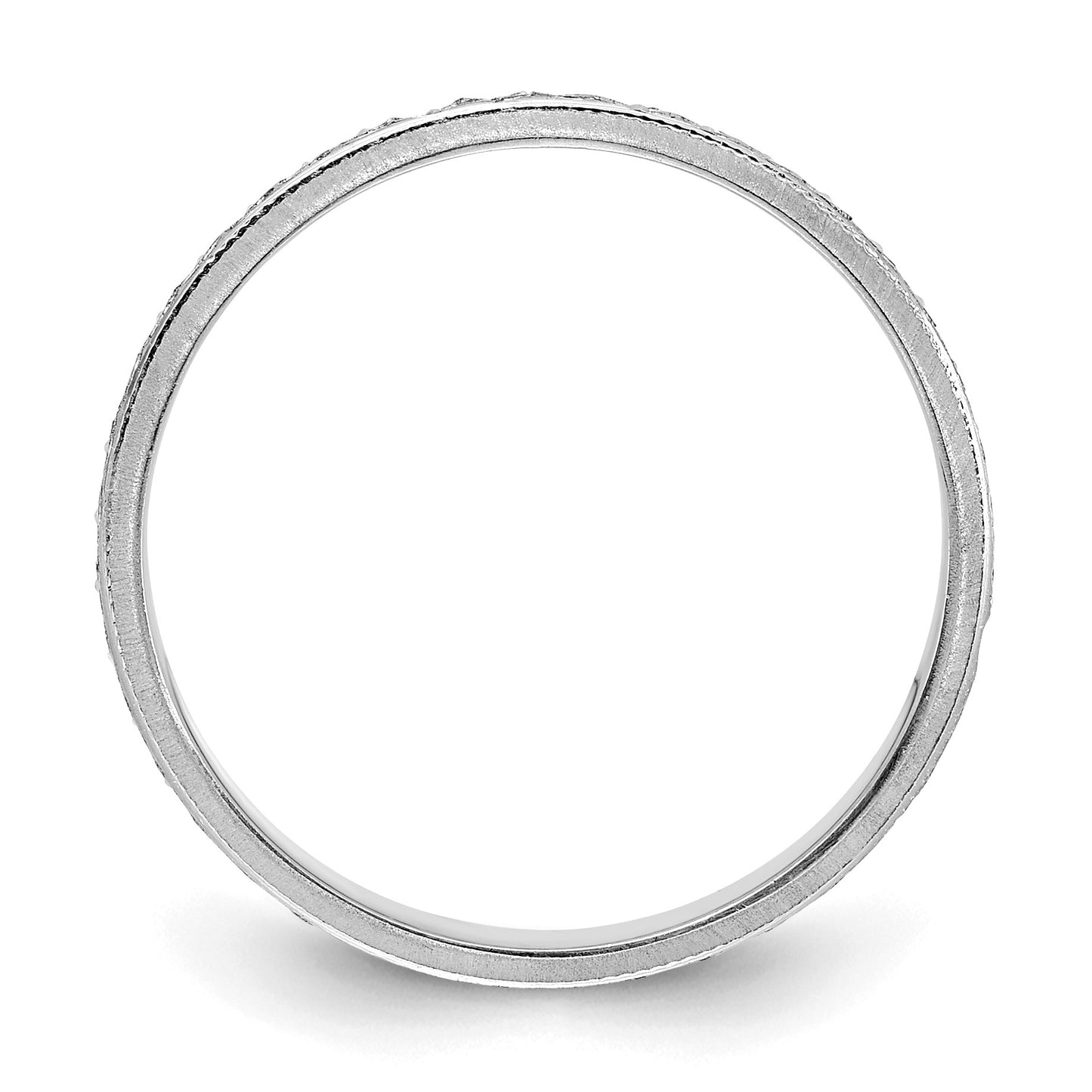 14k White Gold 3.75mm Design Etched Wedding Band Size 6