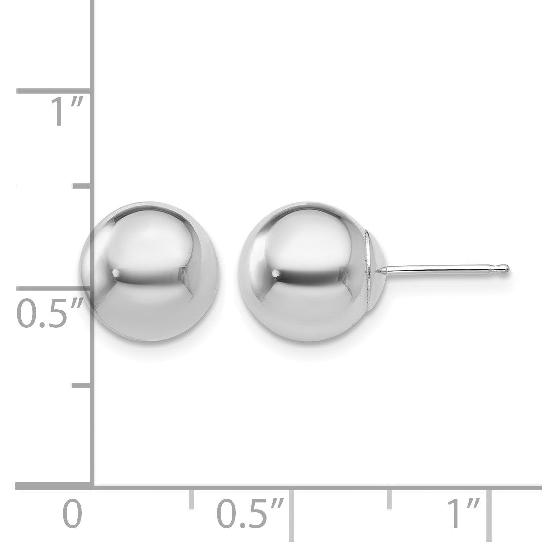 14k White Gold 9mm Polished Puffed Ball Post Earrings