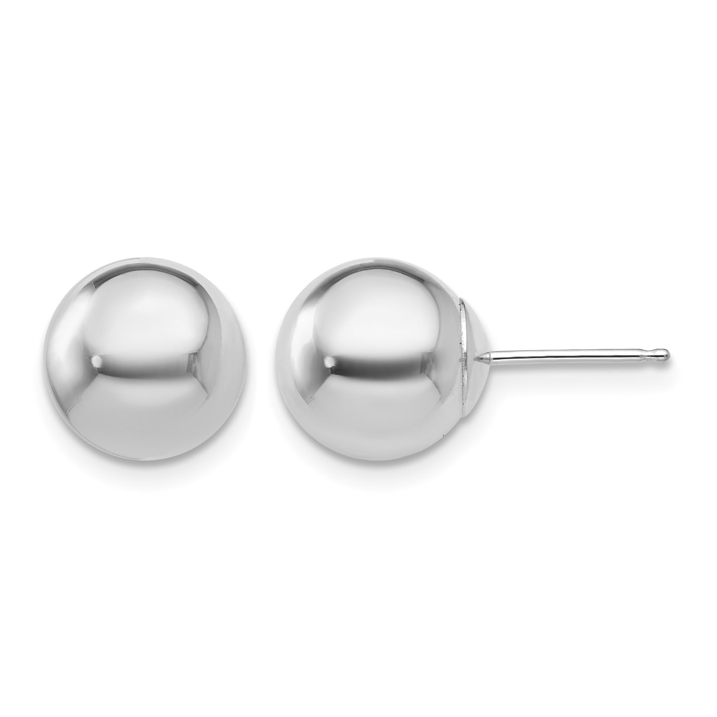 14k White Gold 9mm Polished Puffed Ball Post Earrings