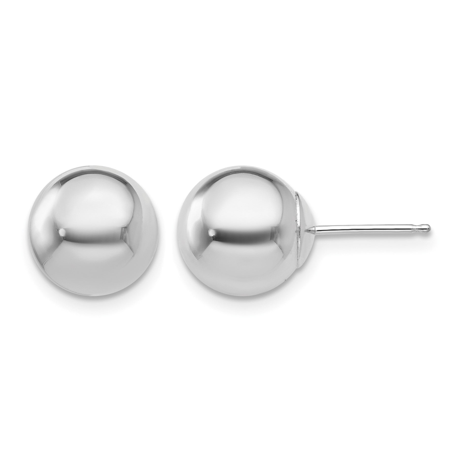 14k White Gold 9mm Polished Puffed Ball Post Earrings