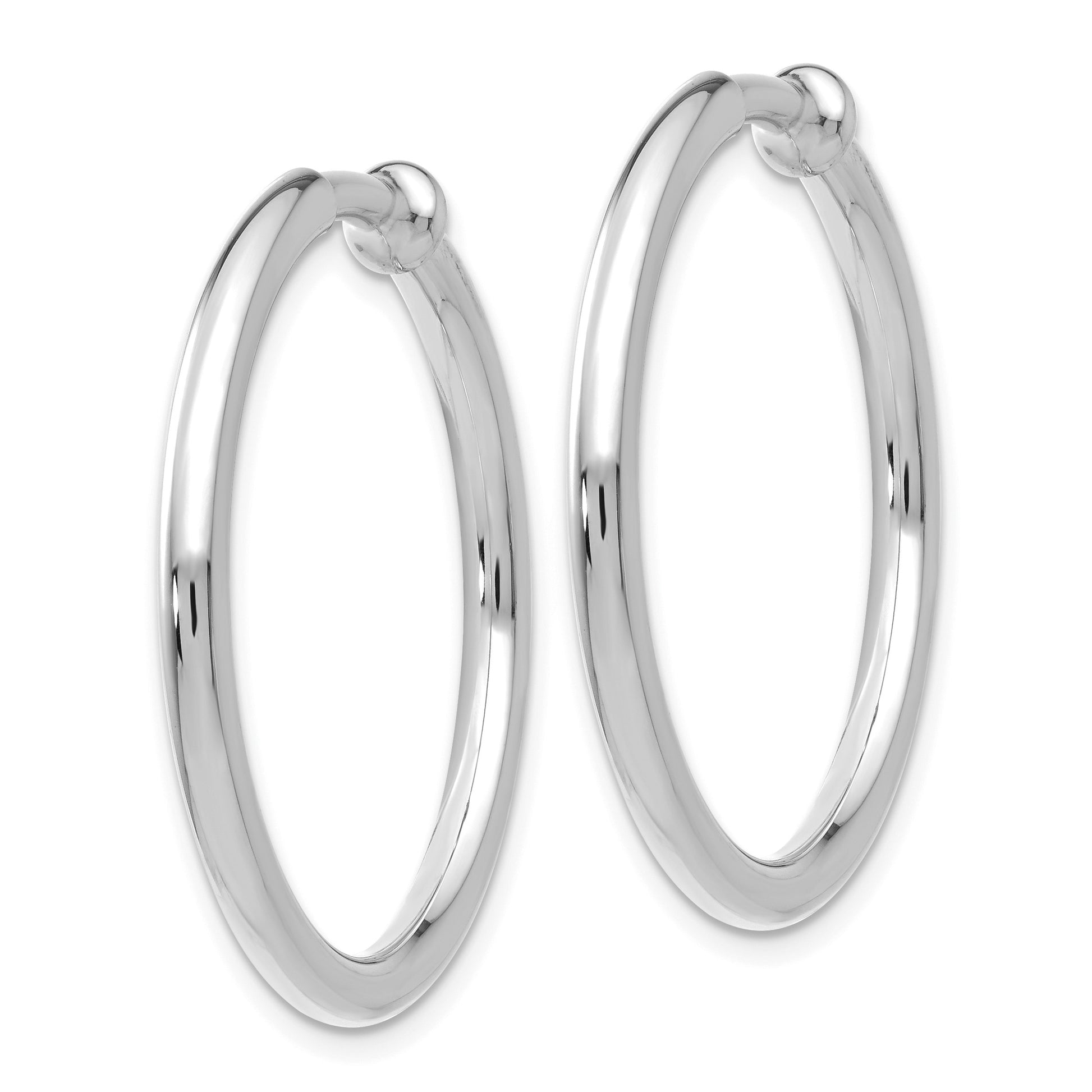 14k White Gold 2.5x25mm Polished Tube Hoop Non-pierced Earrings