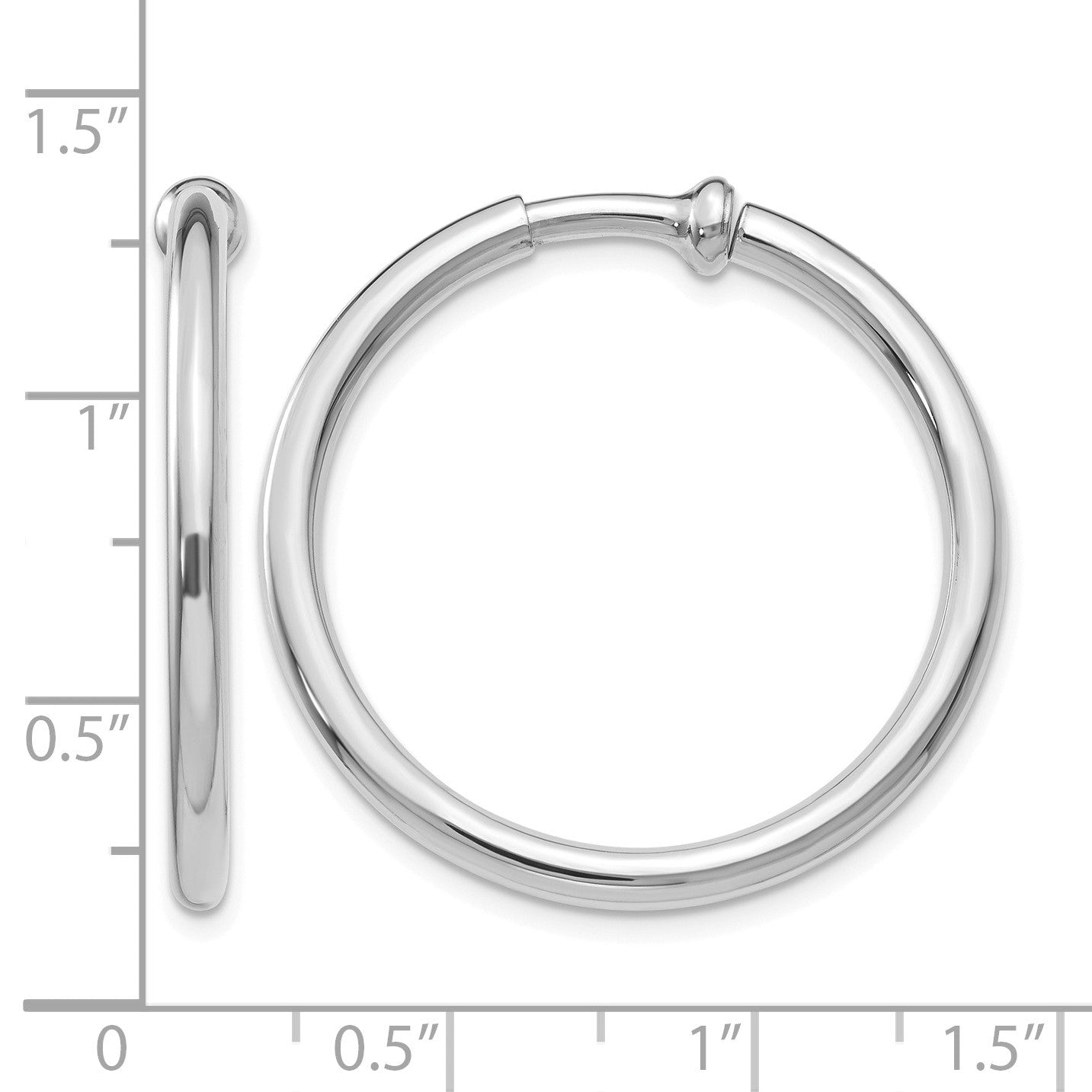 14k White Gold 2.5x25mm Polished Tube Hoop Non-pierced Earrings