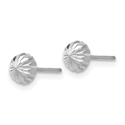 14k White Gold 5mm Polished Diamond-cut Half Ball Post Earrings