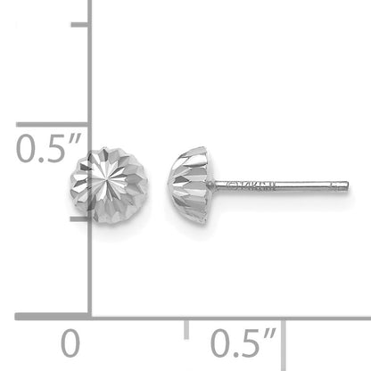 14k White Gold 5mm Polished Diamond-cut Half Ball Post Earrings